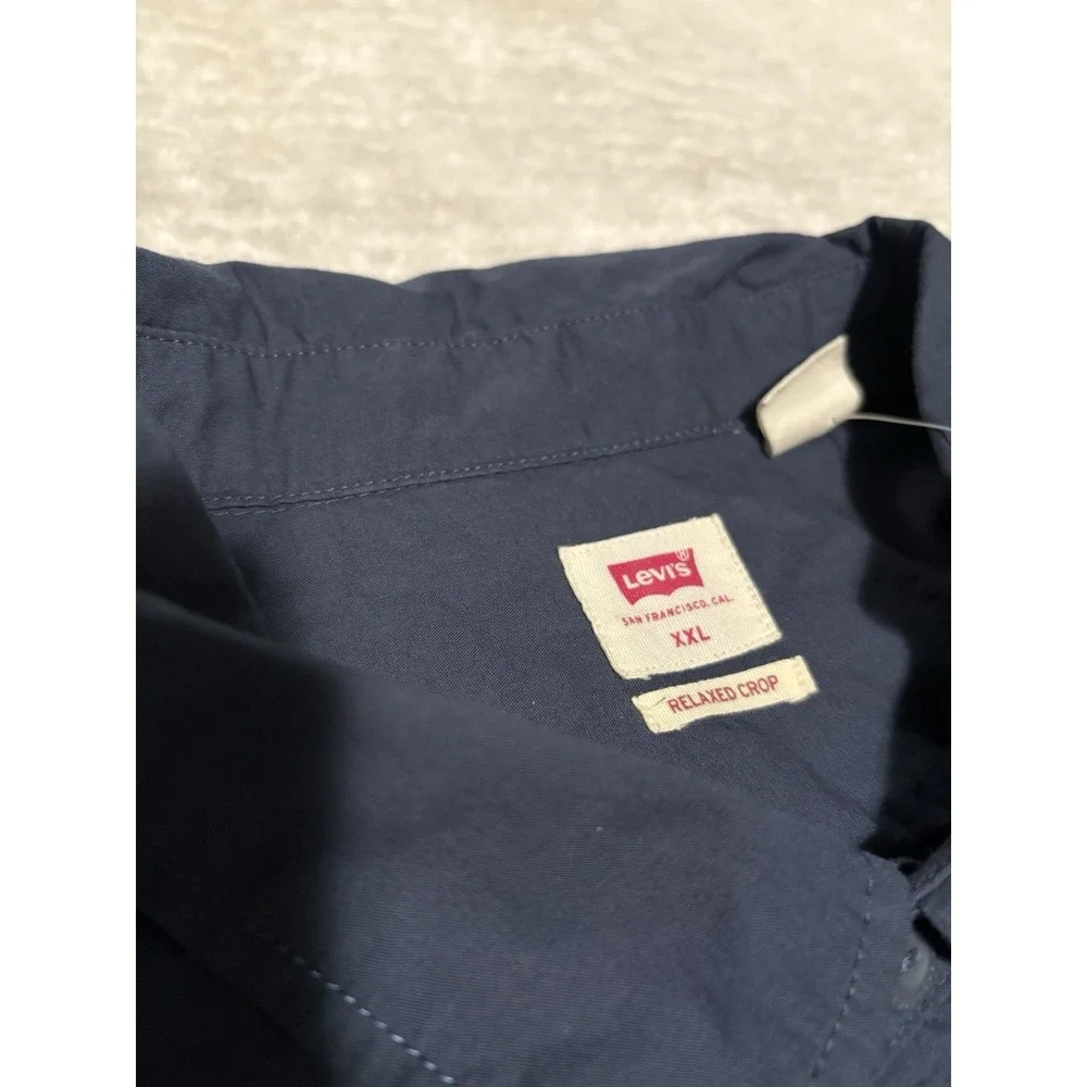 Levi's Crop‎ Relaxed Blue Button Down Mens Shirt Size XXL Top NWT